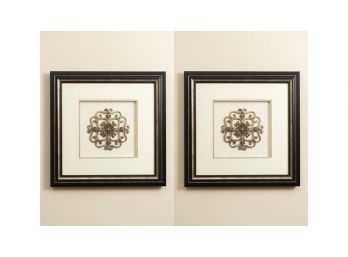 Pair Of Framed Gold Decorative Wall Art