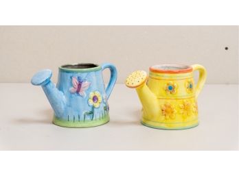 Pair Of Ceramic Watering Can Planters