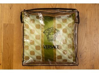 Versace Home Collection Green & Gold Silk Pillow In Original Bag, Original Retail $200