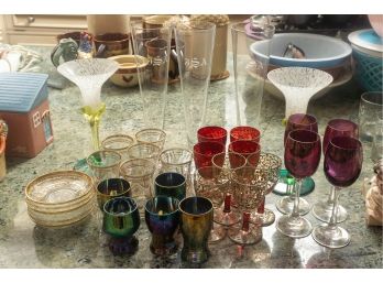 Collection Of Colorful Glass Drinkware