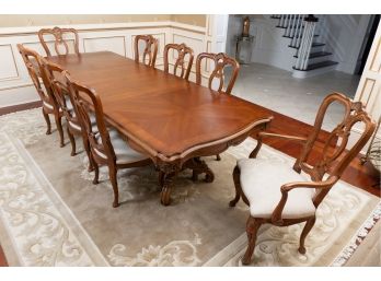 Monumental Queen Anne Style Dining Table With Eight Chairs, Original Retail $7000