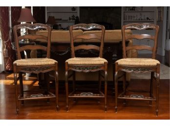 Trio Of Floral Accent Ladder Back Chairs, Original Retail $900