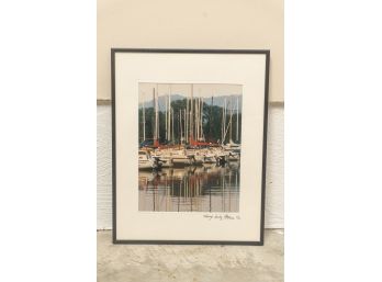 Sailboats Moored In Bay Color Photograph, Original Retail $275