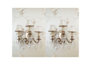 Pair Of Schonbeck Crystal Accent Sconce Lights, Original Retail $700