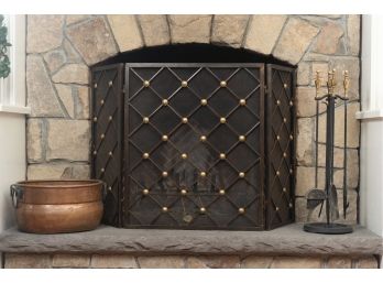 Tudor Style Fireplace Set, Original Retail $600