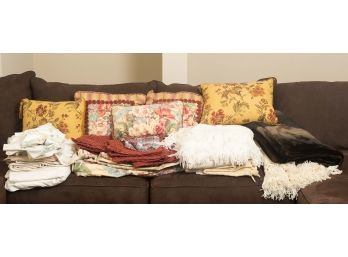 Collection Of Throw Pillows & Linens