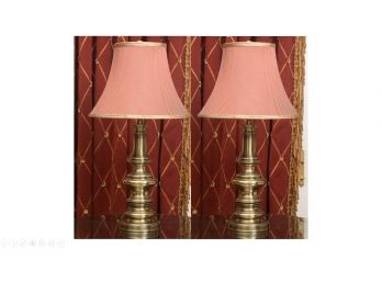 Pair Of Stiffel Brass Lamps, Original Retail $1000