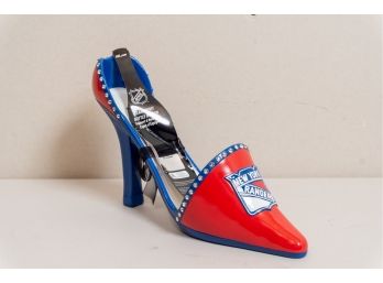 New York Rangers Shoe Form Wine Bottle Holder