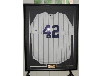 Signed Framed NY Yankees HOFer Mariano Rivera Baseball Jersey With COA 42 X 34