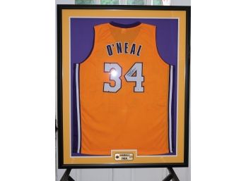 Signed Framed LA Lakers HOFer Shaquille Oneal Basketball Jersey With COA 42 X 34