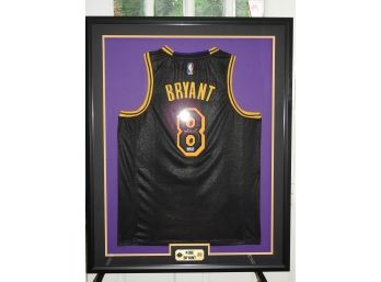 Signed Framed LA Lakers HOFer Kobe Bryant RARE BLACK MAMBA Basketball Jersey With COA  42 X 34