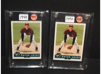 2 ROOKIE Derek Jeter Baseball Cards In Screw Down Acrylic Cases