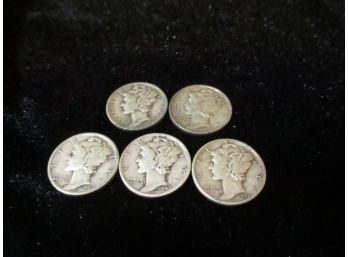 U.S. 1941-1945 WWII Years Mercury Silver Dimes