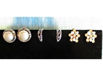 Jewelry - Three Pairs Of Clip On Earrings