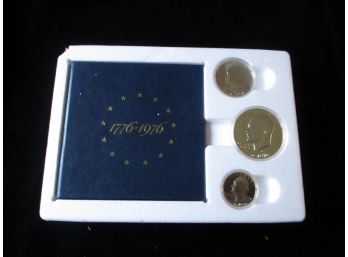 U.S. Bicentennial 1976 Proof 3 Coin Set With COA, 40 Silver