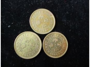 3 1980 Hong Kong 50 Cents Coins