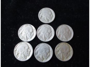 U.S. Buffalo Nickels, 7 Coins, 1934-1937