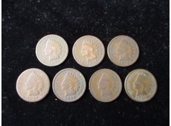 7 U.S. Indian Head Pennies, 1887-1897