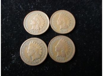 U.S. Indian Head Pennies, 2-1907, 2-1908