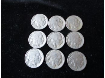 U.S. Buffalo Nickels, 9 Coins, 1936 P & 3 S's