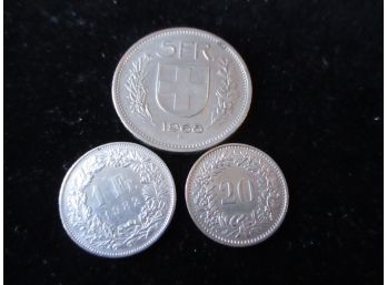 3 Swiss Foreign Coins