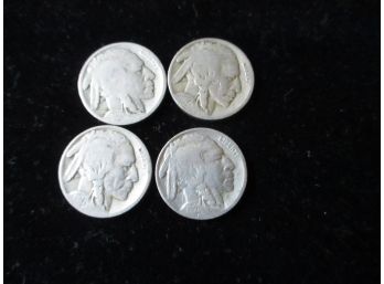 4 U.S. Buffalo Nickels, 1918P, 2-1927S, 1929S