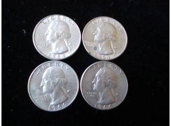 4 U.S. 1964 P & D Washington Silver Quarters