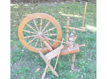 Spinning Wheel With Raw Wool Holder Lot#2