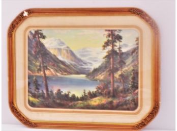 Vintage Framed Lake Louise Lithograph By  W.M. Thompson Framed And Matted