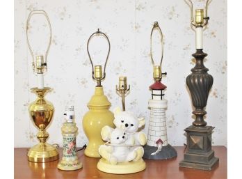 Group Of Vintage Brass, And Ceramic, Metal Lamp  Table Lamps, Lot#2