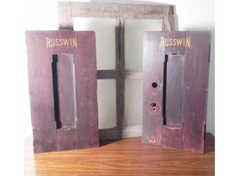 Rustic Window Pane And Russwin Door Salesman Sample Panels - No Hardware