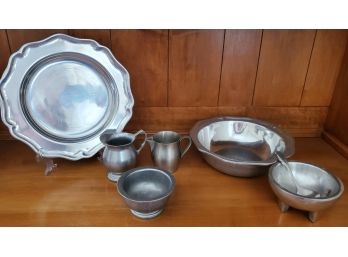 Assorted Of Vintage Pewter Serving Pieces - International Pewter, Olde Country Reproductions And More