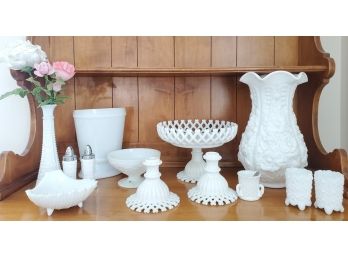 Assorted Vintage Milk Glass Decor & Dinnerware