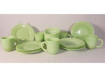 Mixed Assortment Of Newer & Vintage Jadeite Dinnerware-At Home International & Martha Stewart