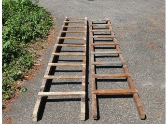 Pair Of Vintage Handmade Wooden Ladders