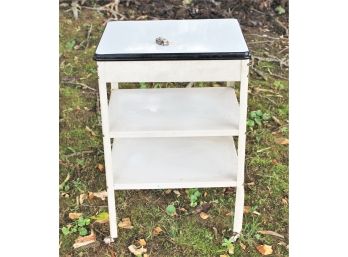 Vintage 1940s-1950s Porcelain And Metal Utility Cart On Casters