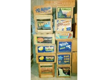 Vintage Assorted Fruit & Produce Wood Crates - Lot #12