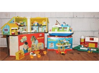 Vintage Fisher Price Play Family House, Play Family HouseBoat, And More