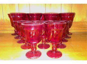 Set Of Eighteen Vintage Fostoria Jamestown Ruby Red Sherry & Water/wine Stemware