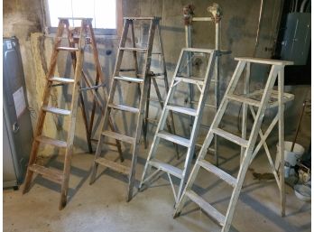 Vintage Wood & Aluminum Step Ladders - Including Flint