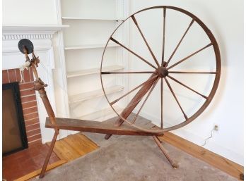 Fantastic Antique Wood Walking Spinning Wheel & Booklet