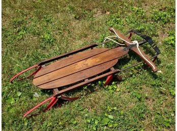 Vintage Flexible Flyer Wood Snow Sled - The Pilot Model