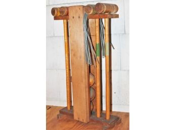 Vintage Croquet Set In Original Holder