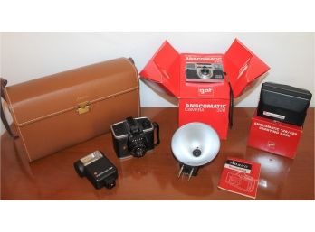 Vintage 35mm Cameras, With Ansco Ready-flash With Case And Flash,  Ansco-matic 326 & More