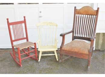 Vintage Rocking Chairs With Two Children's Rockers