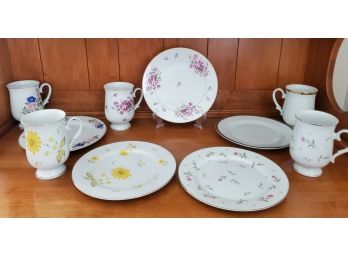 Six Vintage Sets Sheffield Fine China Dessert Plates & Matching Cups