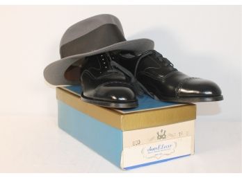 Italian Fur Felt Fedora By Cervo, Made In Italy & John E. Lucey Black Wingtip Shoes