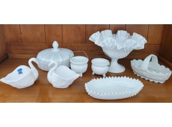 Vintage Milk Glass Decorative Assortment Including Imperial