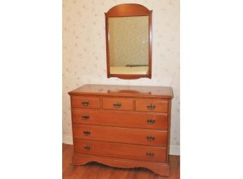 1940s Solid Maple Dresser With Matching Detachable  Mirror