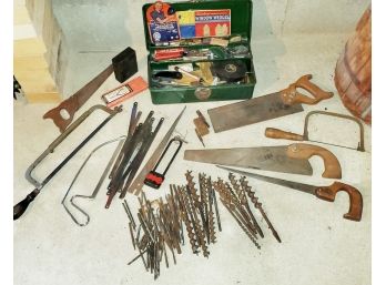 Vintage Assortment Of Tools, Drill Bits, Saws & More